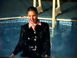 girl swims derssed in a skirt suit medium